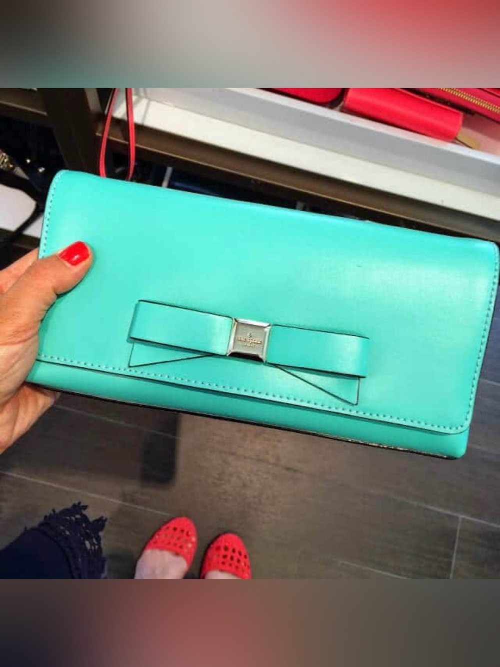 Kate Spade Montford Park Smooth Leather Keira Clutch, Giverny Blue